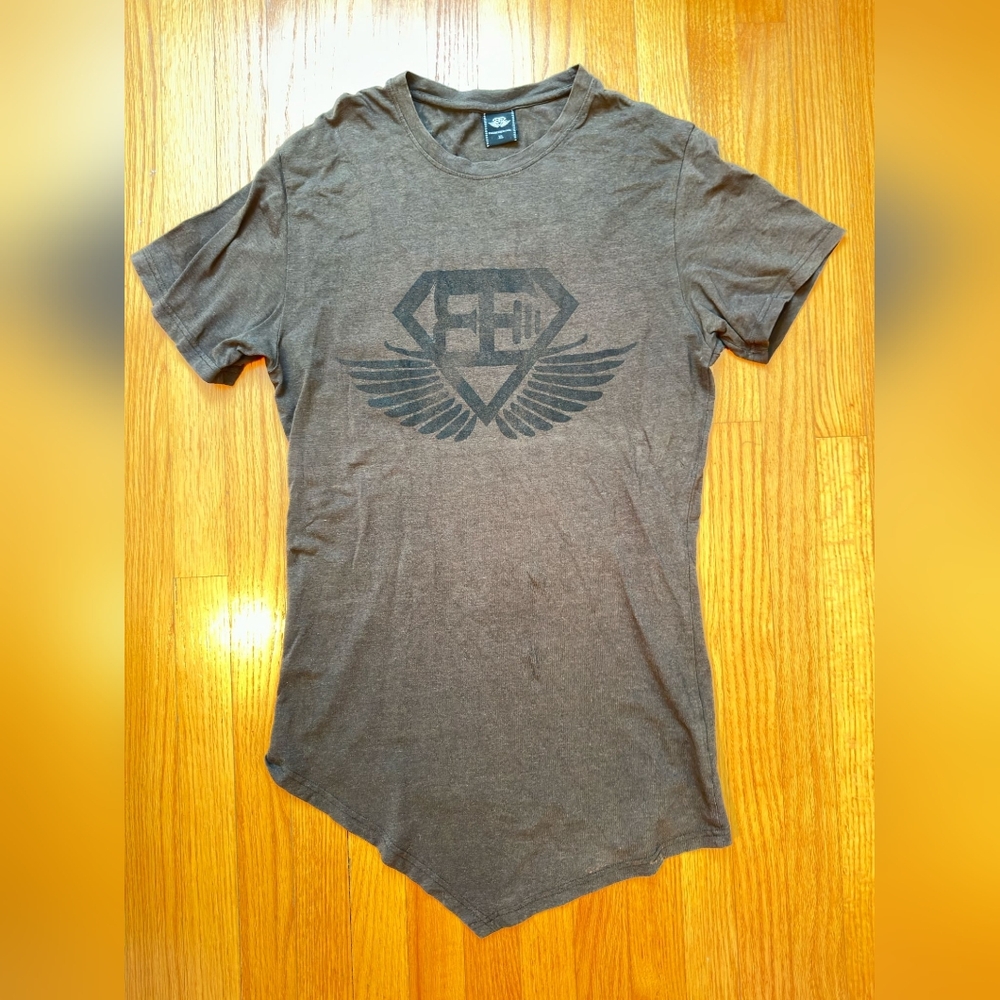 Men's Brown Graphic Tee with Wing Emblem